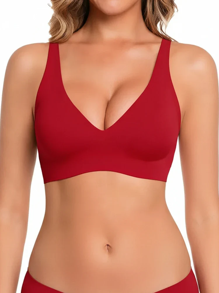 Glowiva - Wireless seamless push-up bra with deep V-neck